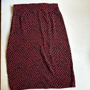 Black and red dot print midi skirt